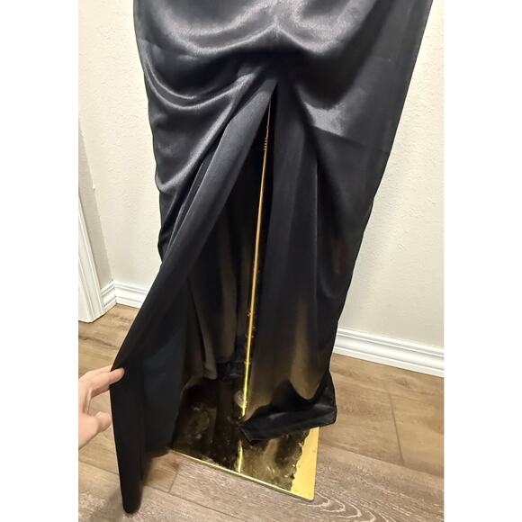 Vintage 90s Y2K Charlotte Russe‎ Long Maxi Dress Halter Whimsygoth Prom Black M - Picture 6 of 13